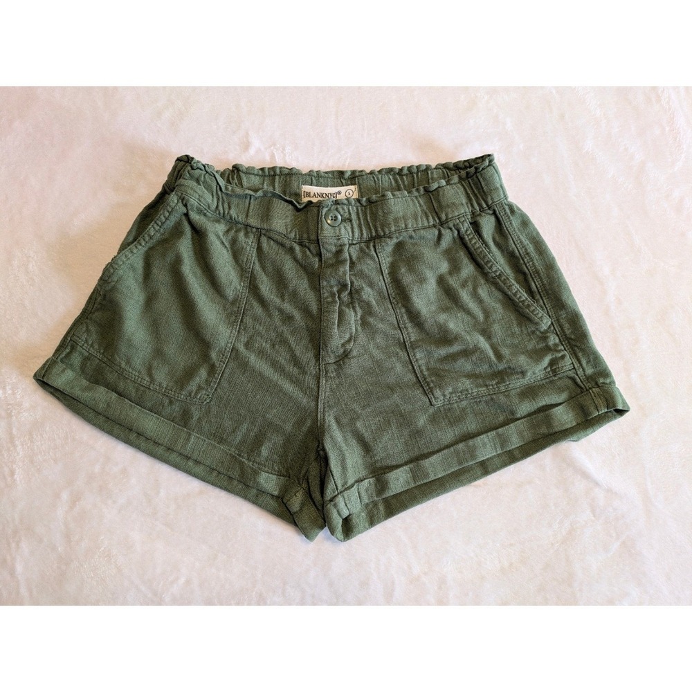 BLANKNYC Linen Blend Pockets Shorts Size Small Olive Green Casual Summer